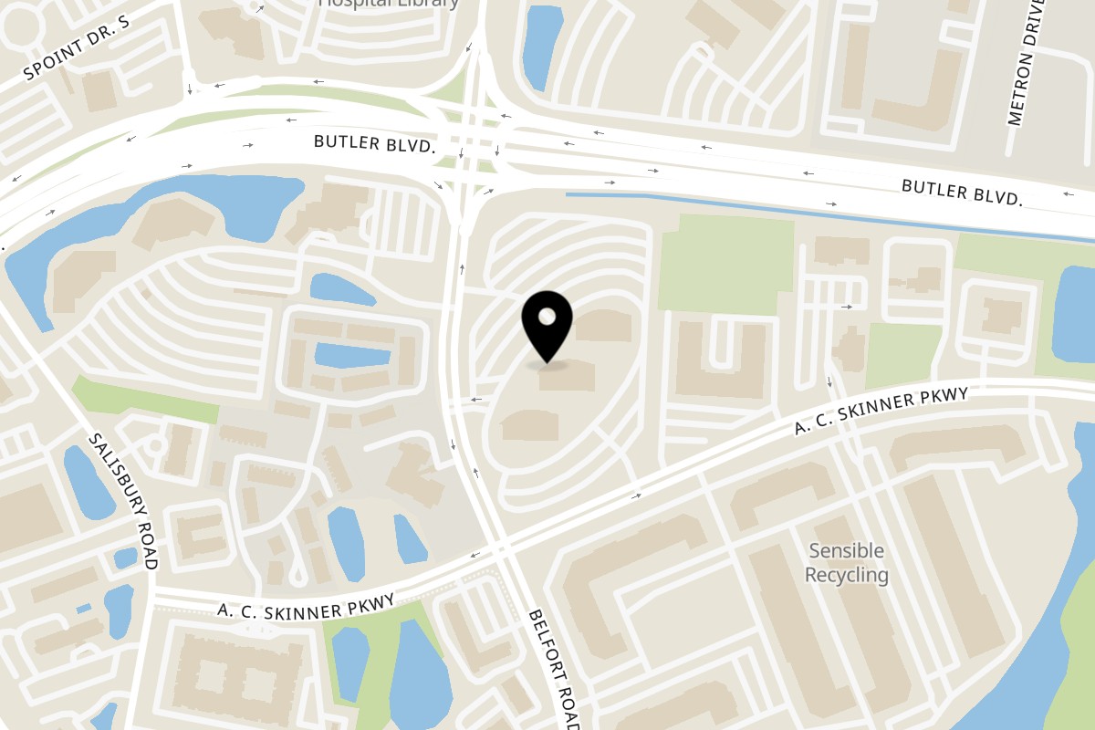Map showing the location of Jumpin' Jax House of Food on 4887 Belfort Rd in Jacksonville
